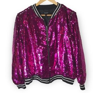 Torrid Pink Sequin Bomber Jacket